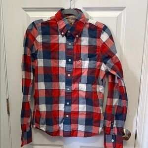 Hollister Red and Blue Plaid Casual Shirt